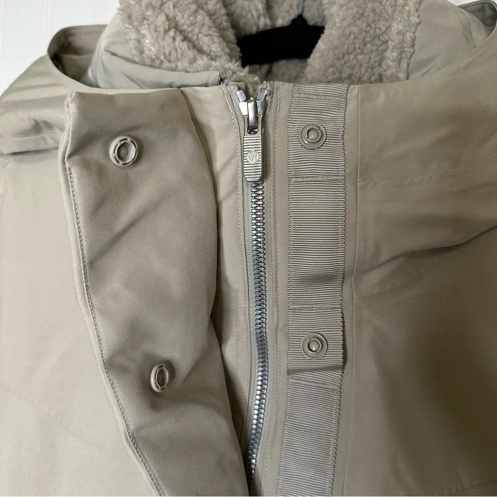 Lululemon Snow Warrior Long Parka in Raw Linen Size 8 - Picture 8 of 14